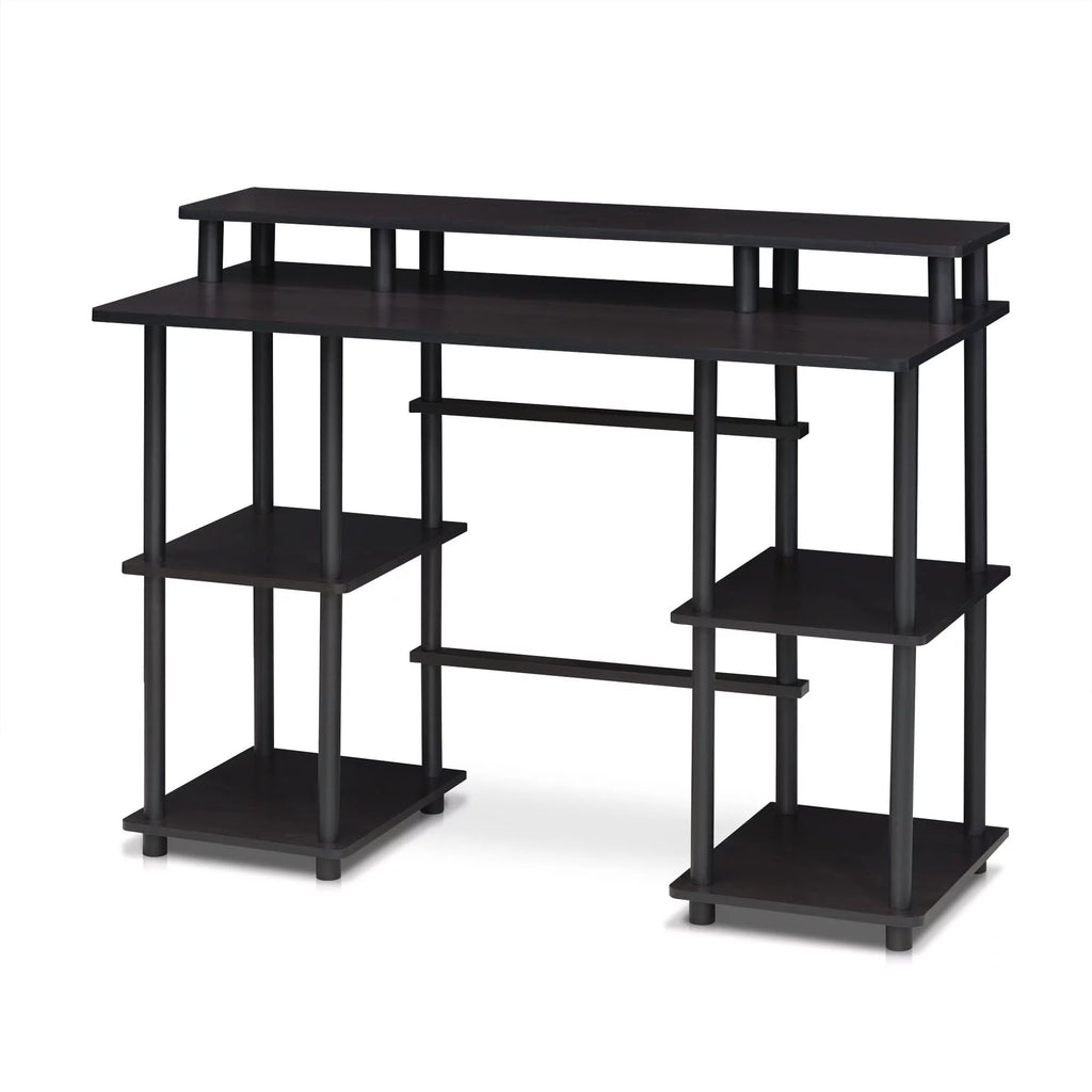 Espresso Black Computer Desk with Top Shelf Q904