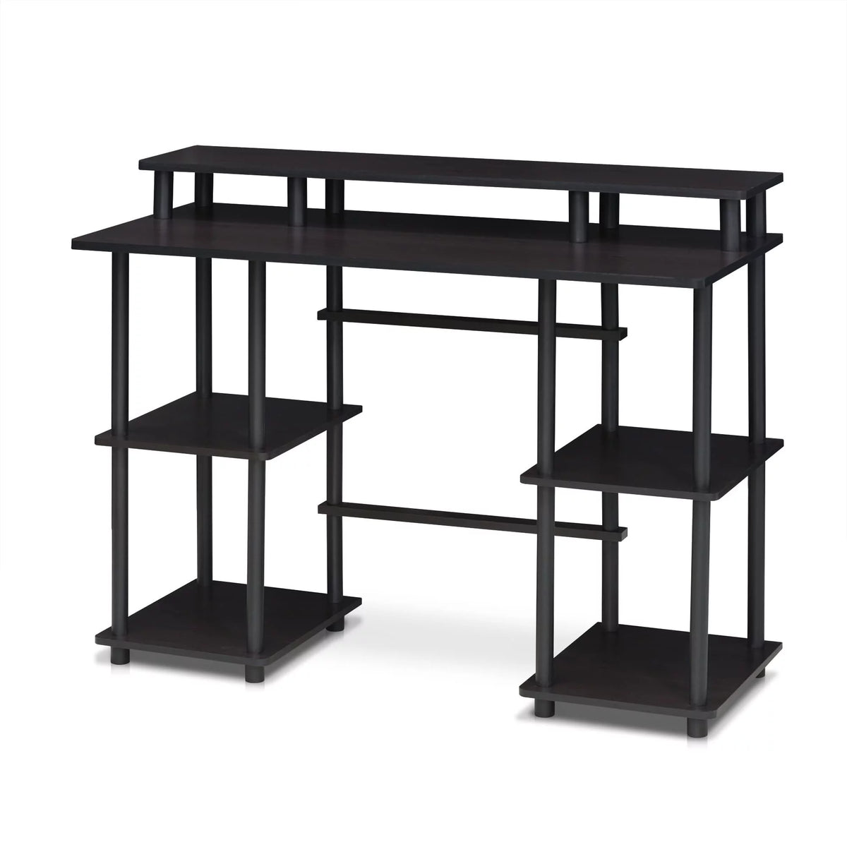 Espresso Black Computer Desk with Top Shelf Q904