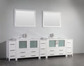108 in. White Double Sink Ceramic Vanity Cabinet with Mirror F27225