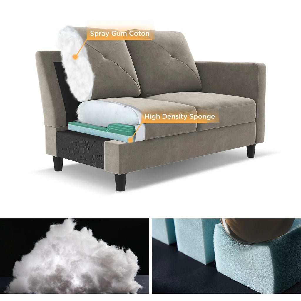 Velvet Sectional Sofa Couch Set with Chaise N458053