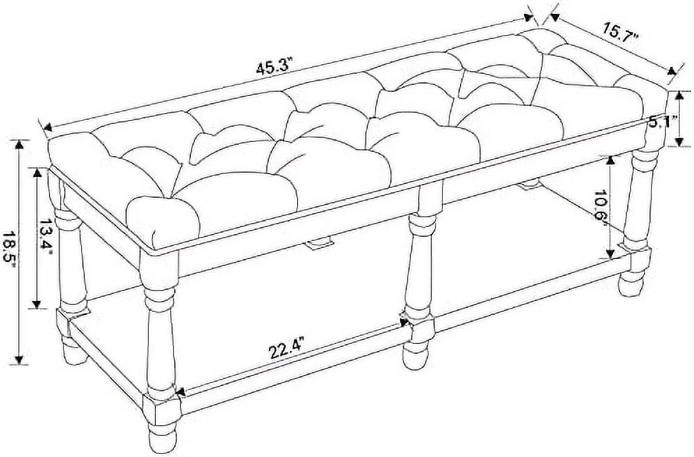 Beige Tufted Entryway Bench with Shoe Rack T50649
