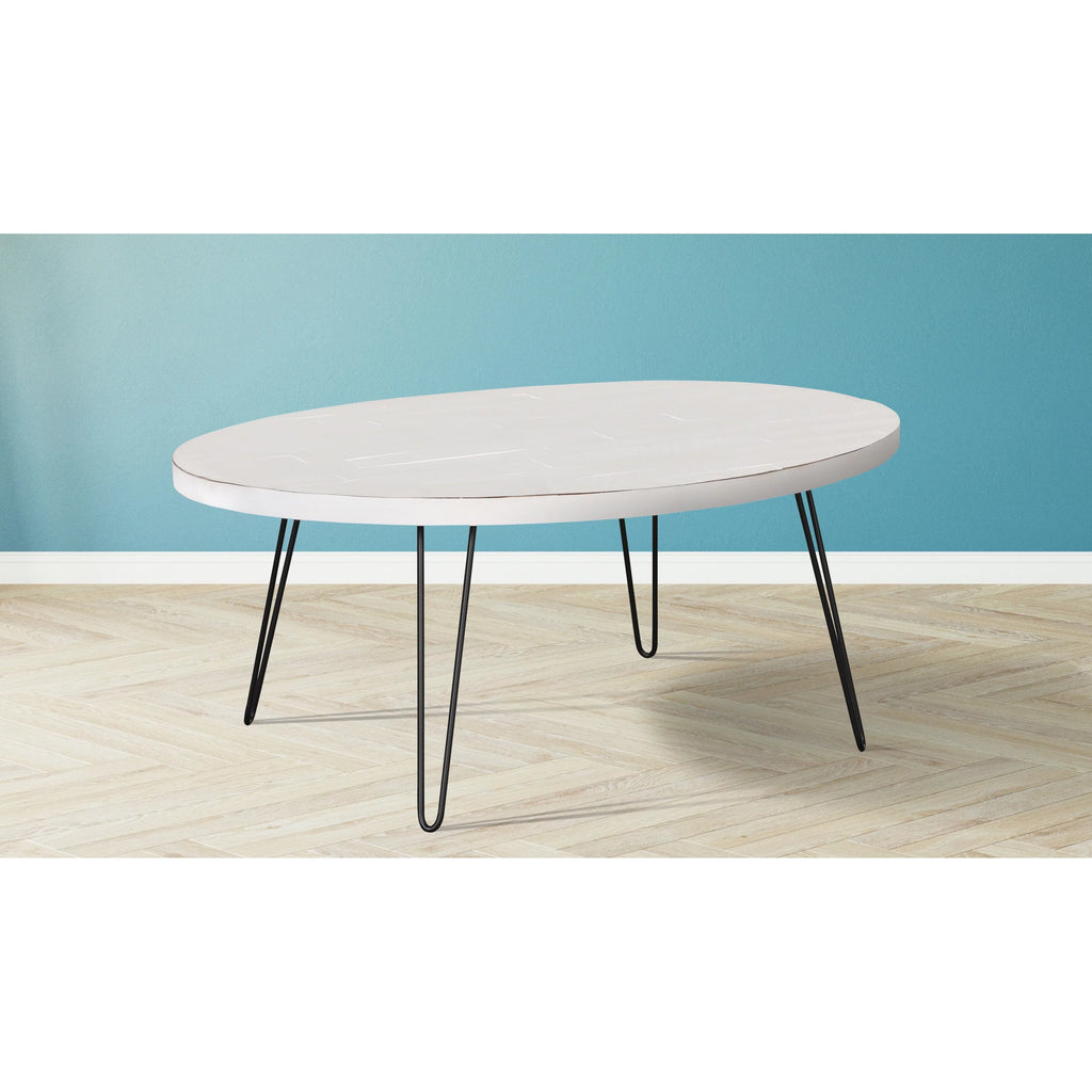 White Wood Oval Cocktail Table L738