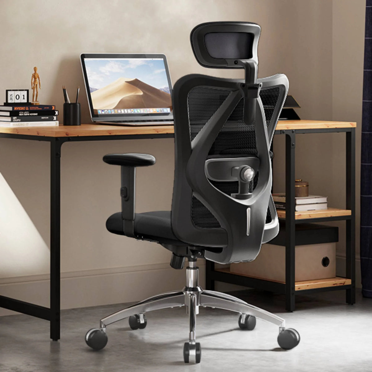 Black Ergonomic Mesh Office Chair with Adjustable Lumbar Support J511597