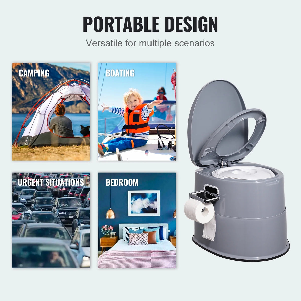 Portable Camping Toilet with Lid Y66184