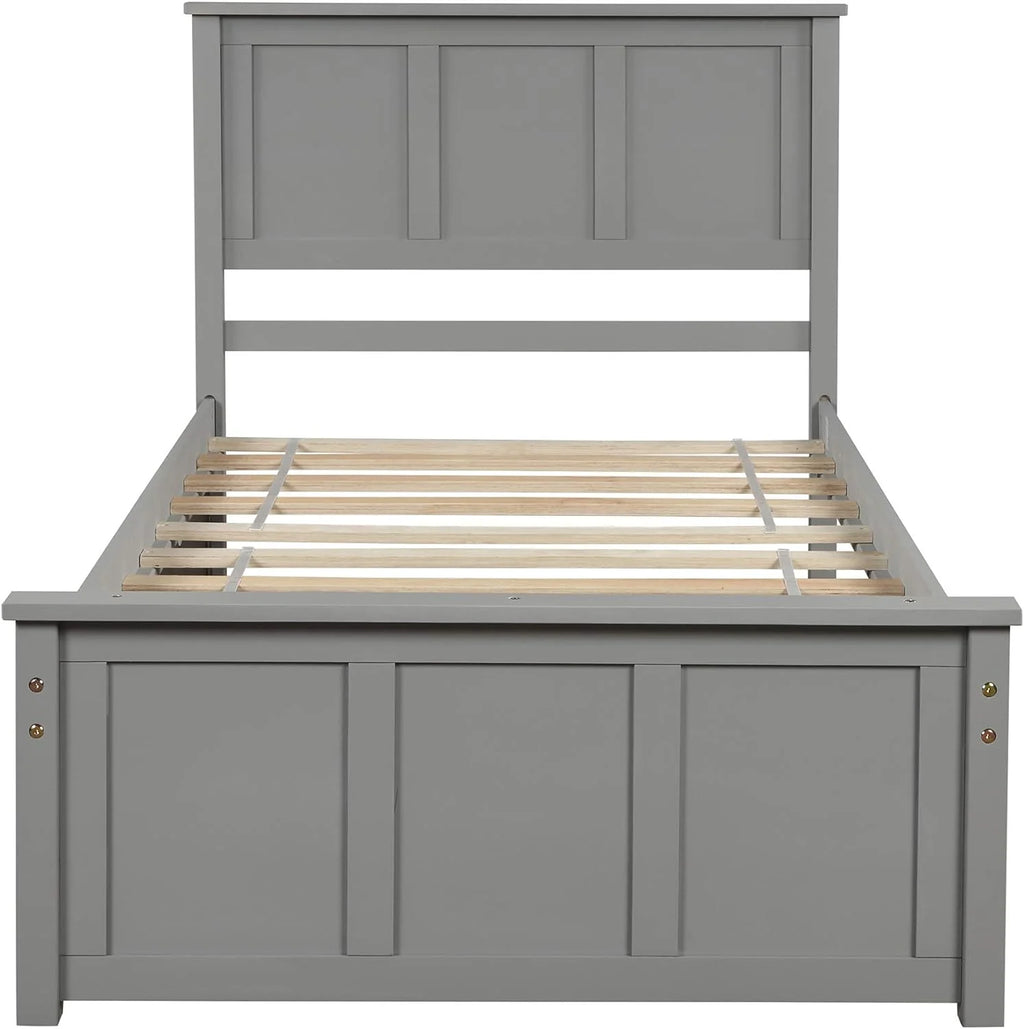 Gray Wood Platform Bed With Trundle H475011