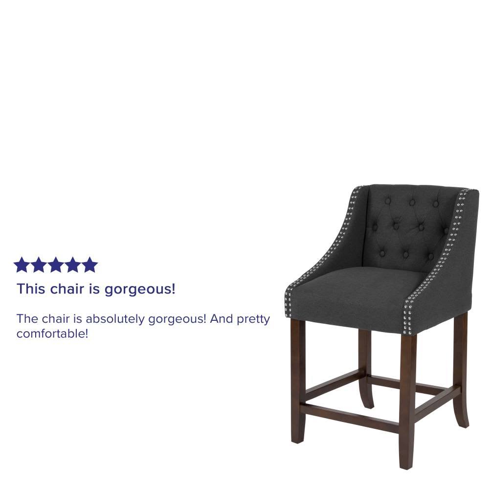 Tufted Walnut Counter Height Stool with Nail Trim M81723