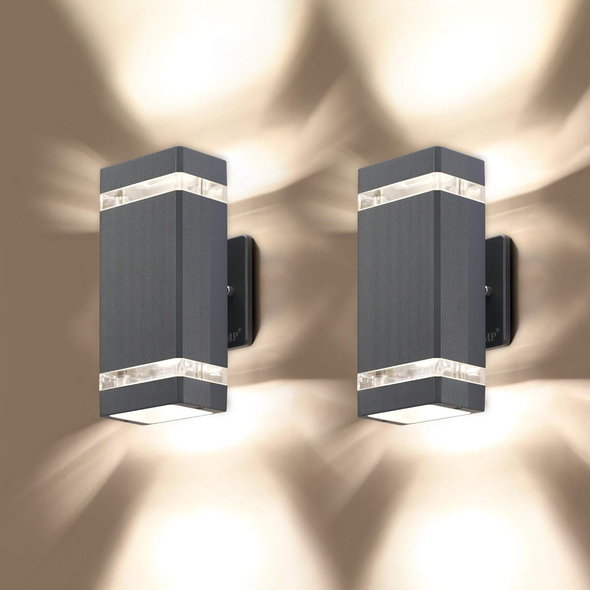 2 Pack LED Square Up and Down Lights Outdoor Wall Light P75541