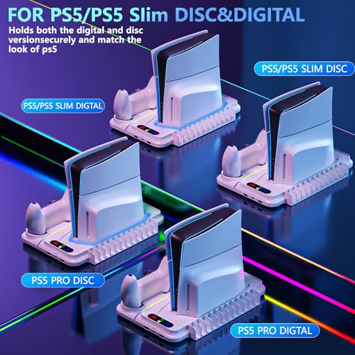 PS5 Stand with Dual Controller Charger and 3 Level Fan K3651
