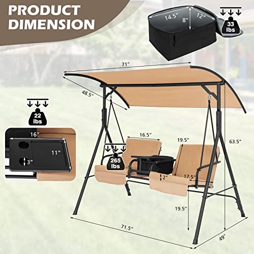2 Person Porch Swing with Canopy and Cushions Q766