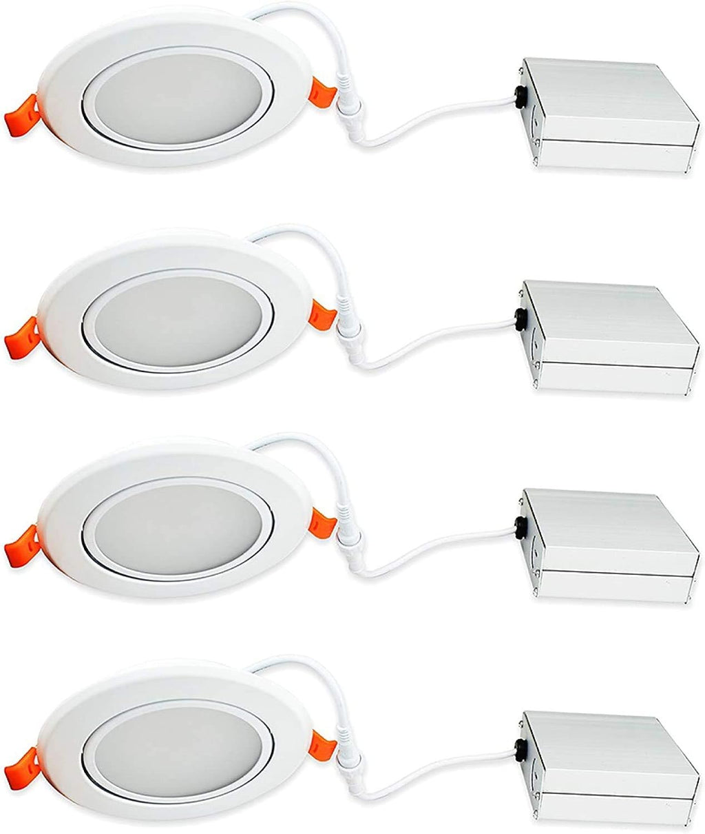 Black Trim 12W Ultra-Thin Canless Recessed Gimbal Downlight 4 Pack U47178