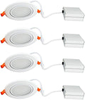 Black Trim 12W Ultra-Thin Canless Recessed Gimbal Downlight 4 Pack U47178