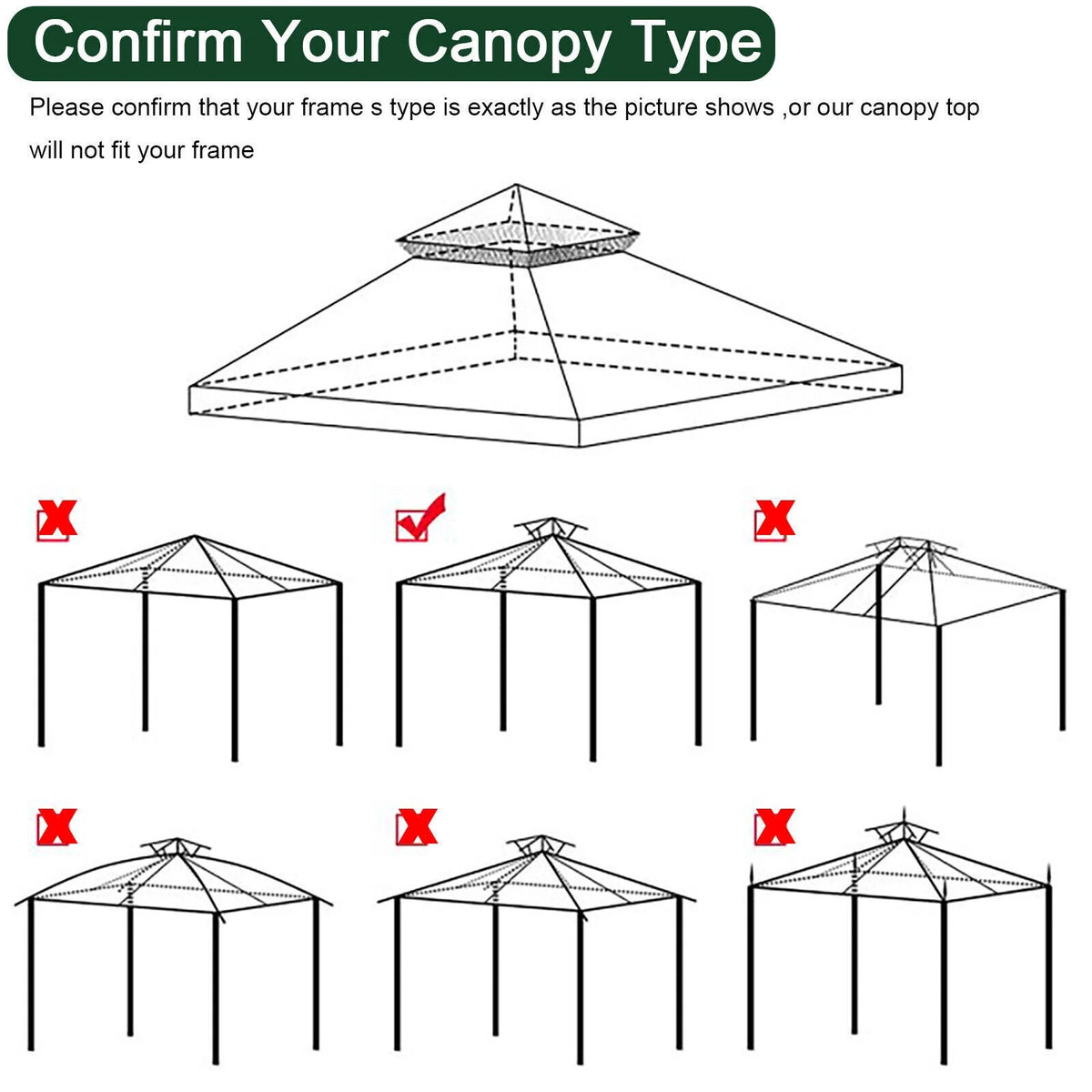 10 x 10 ft Gazebo Replacement Canopy W8059