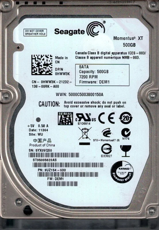 500GB Seagate Hard Drive F285925