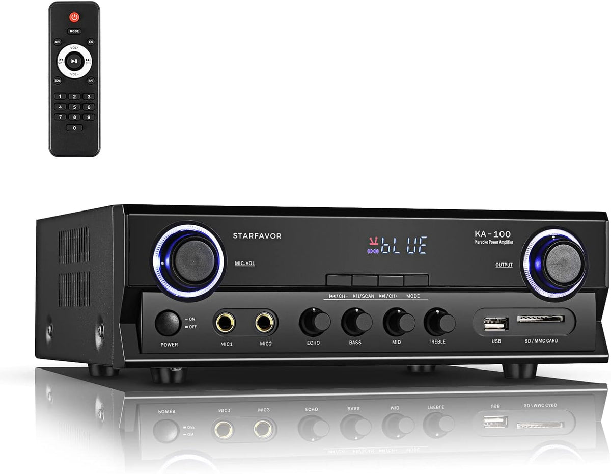 2 Channel 220W Stereo Receiver Amplifier with FM, USB SD Card, LED Display, Pack of 2 R742515
