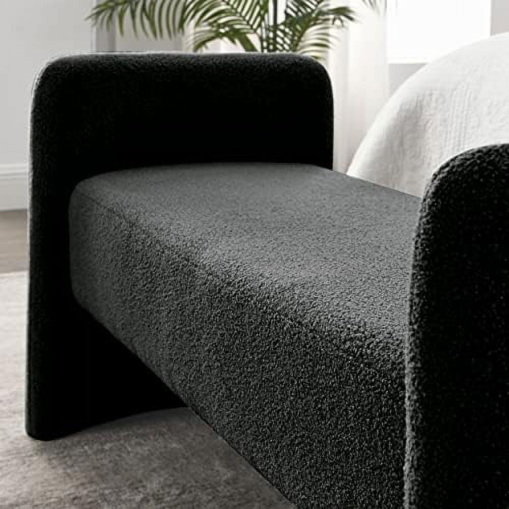 Black Velvet Ottoman Bench J922399