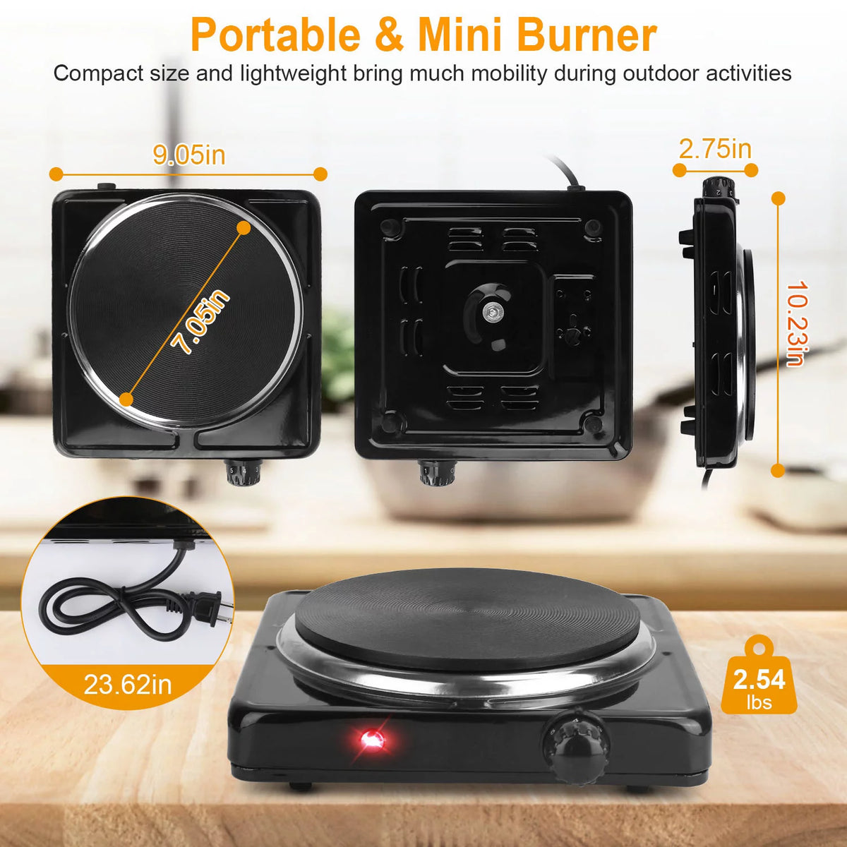 1500W Single Burner Electric Cooktop with Cast Iron Hot Plate S366935