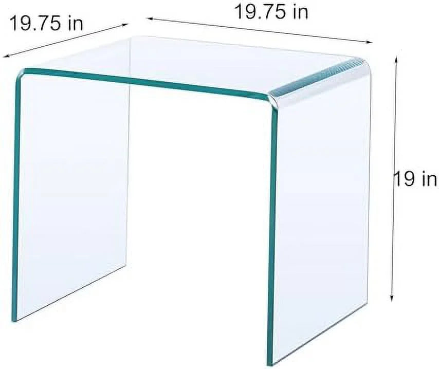 Transparent Glass Coffee Table Rectangle Clear Modern with Rounded Edges L277
