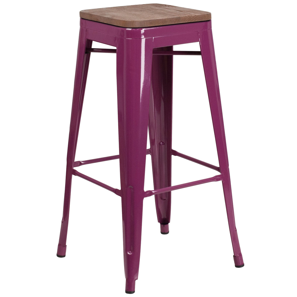 Copper Square Wood Seat Barstool A3933