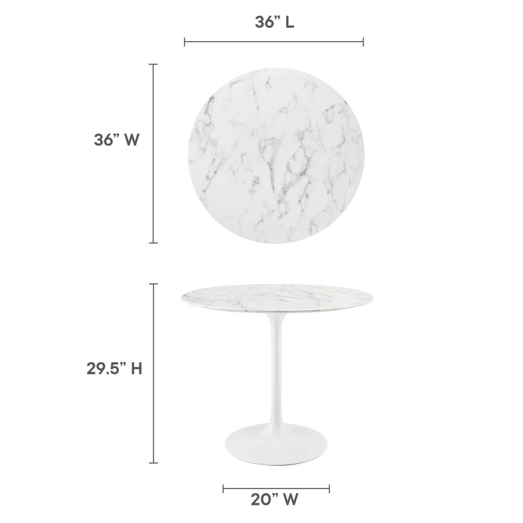 Round Artificial Marble Dining Table in White D78147