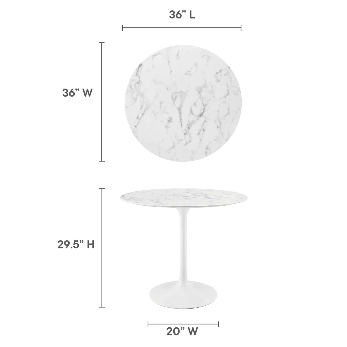 Round Artificial Marble Dining Table in White D78147