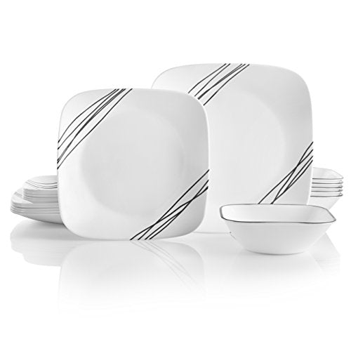 18-Piece Service for 6 Dinnerware Set, White Triple Layer Glass Z3609