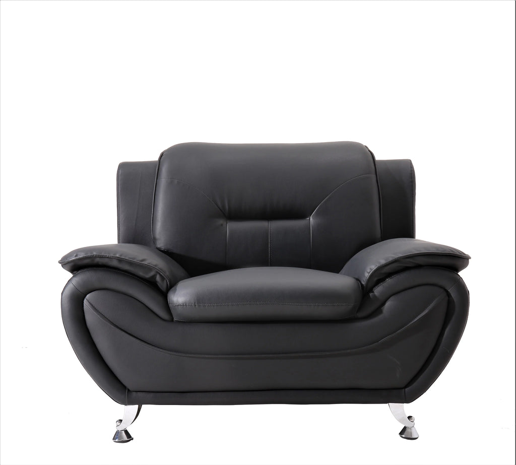 Black 3 Pcs Faux Leather Sofa Set G326986
