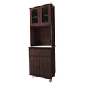 4-Door 1-Drawer Kitchen China Cabinet in Chocolate Wood D564