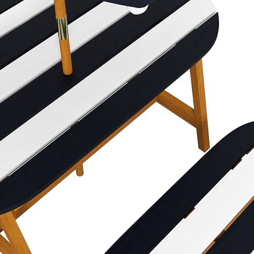 Wooden Kids Table and Benches Set with Umbrella P87219