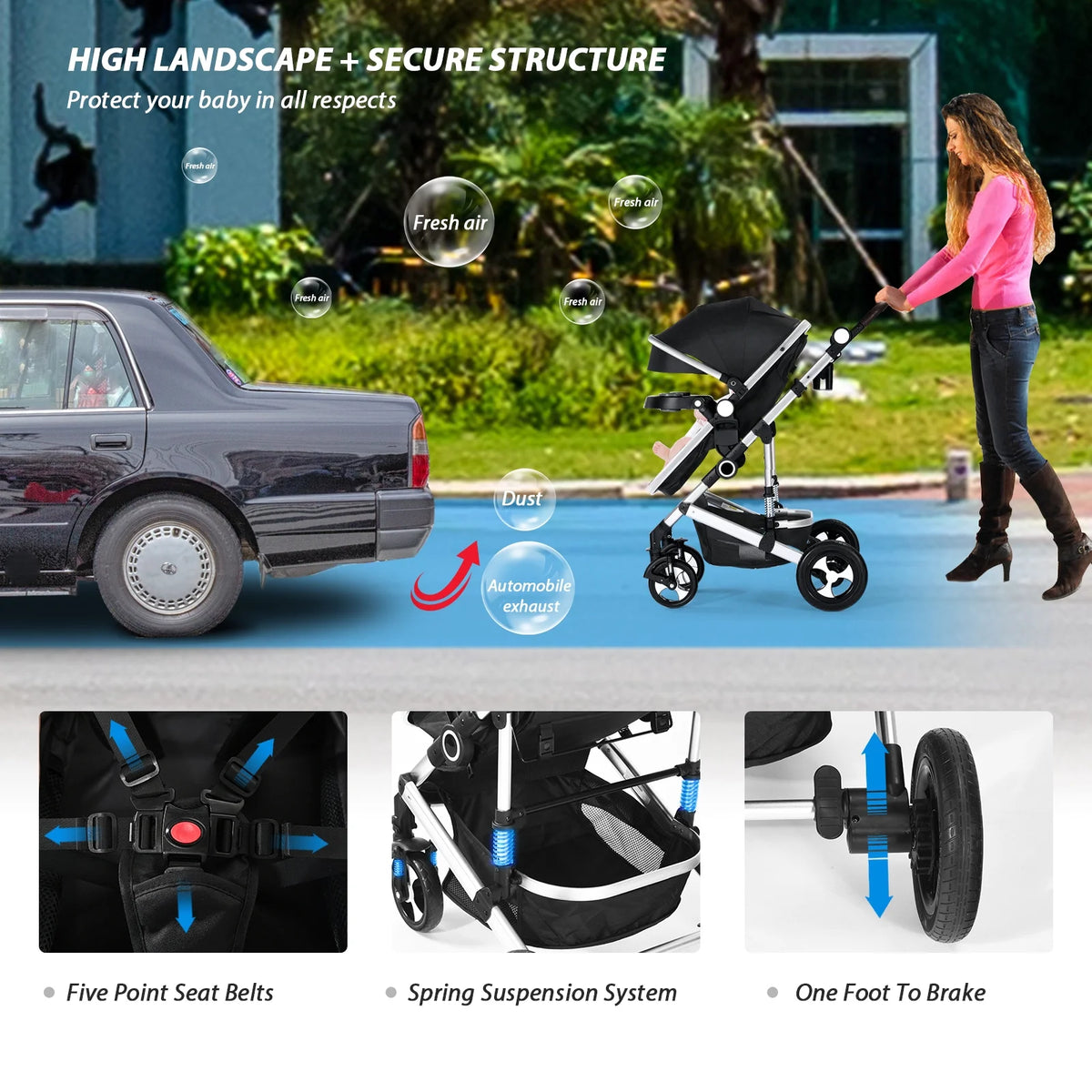 3 in 1 Convertible Newborn Bassinet Stroller U387