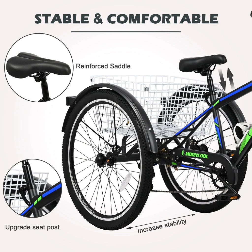 Adult 7 Speed Three Wheel Tricycle with Large Basket B244140