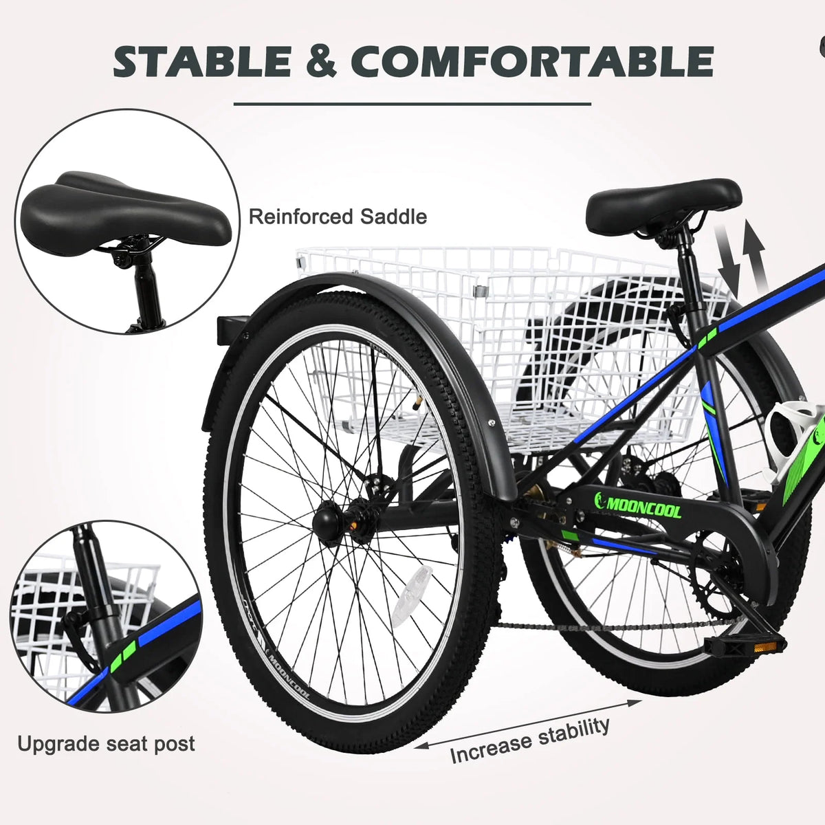 Adult 7 Speed Three Wheel Tricycle with Large Basket B244140