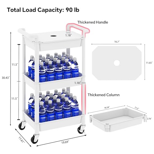 3-Tier Rolling Utility Cart with Lockable Casters Z88963