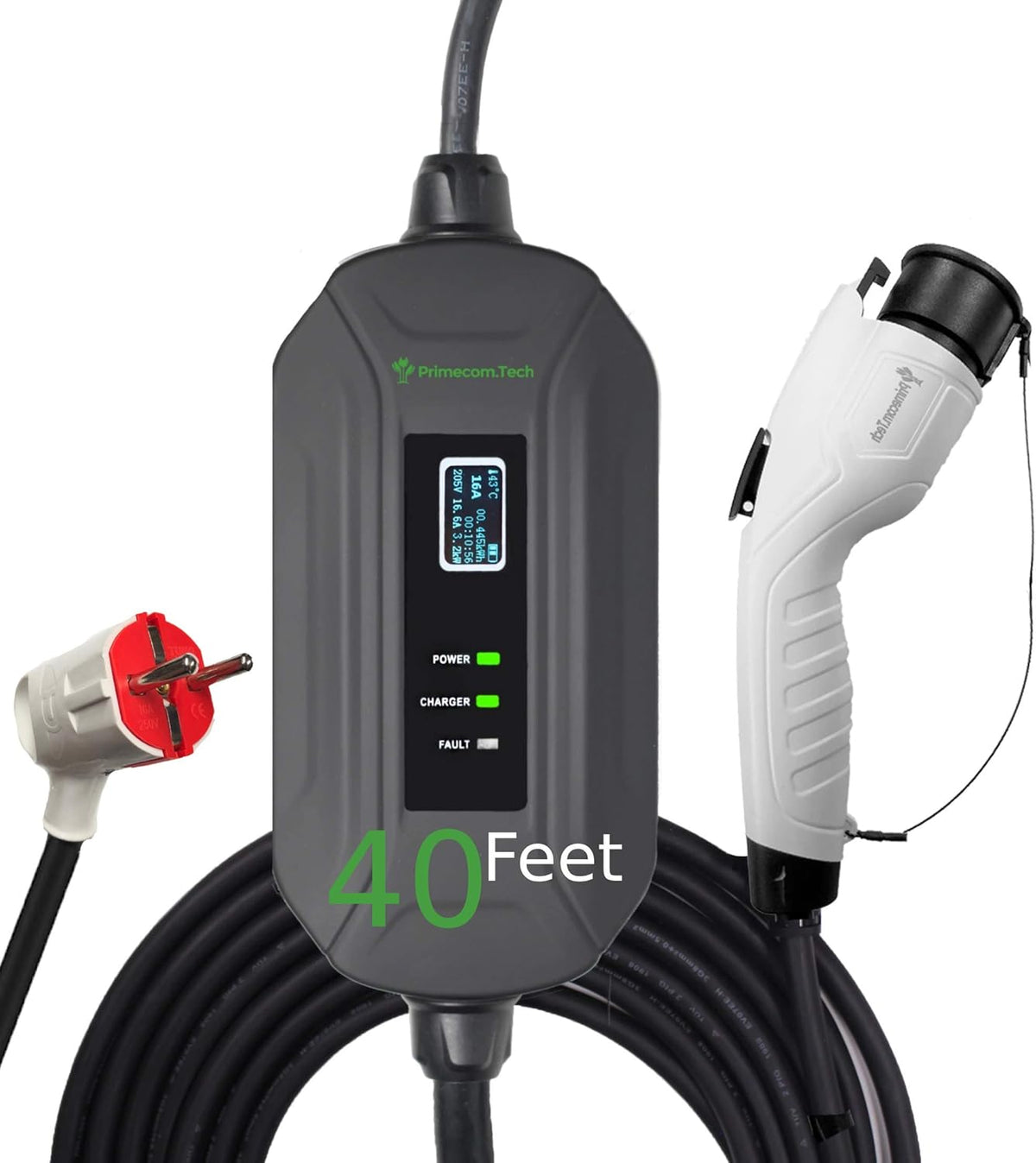 Portable Level 2 Electric Vehicle Charger, 16Amp, 50 Feet R4346