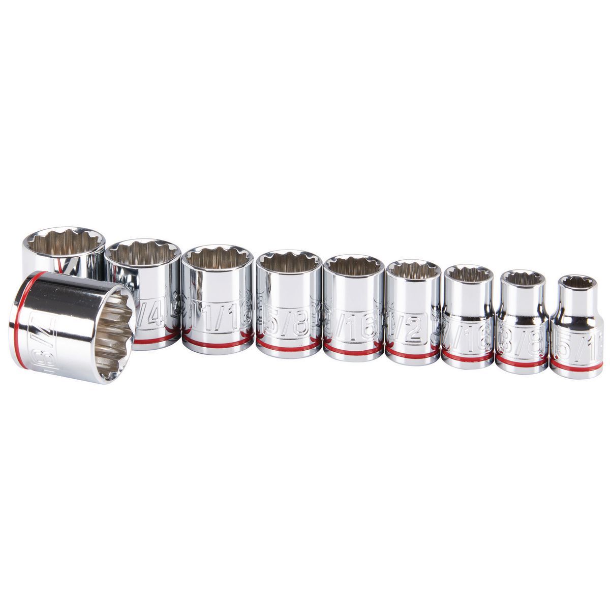 3/8 in. Drive SAE Chrome Socket Set, 10-Piece K574994