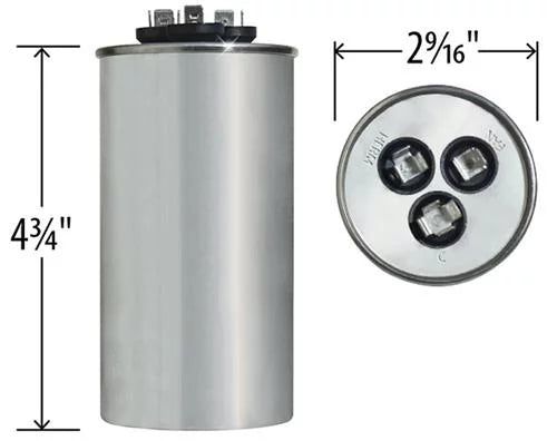 80/10 uF 370 VAC Dual Round Capacitor R6589