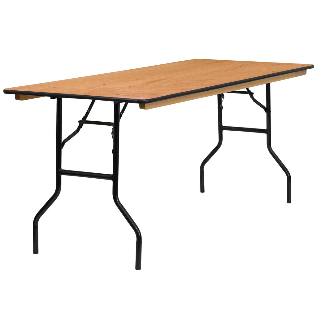 6-Foot Rectangular Wood Folding Banquet Table L656