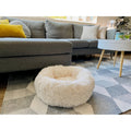 White Fauxfur Round Donut Pet Bed R181