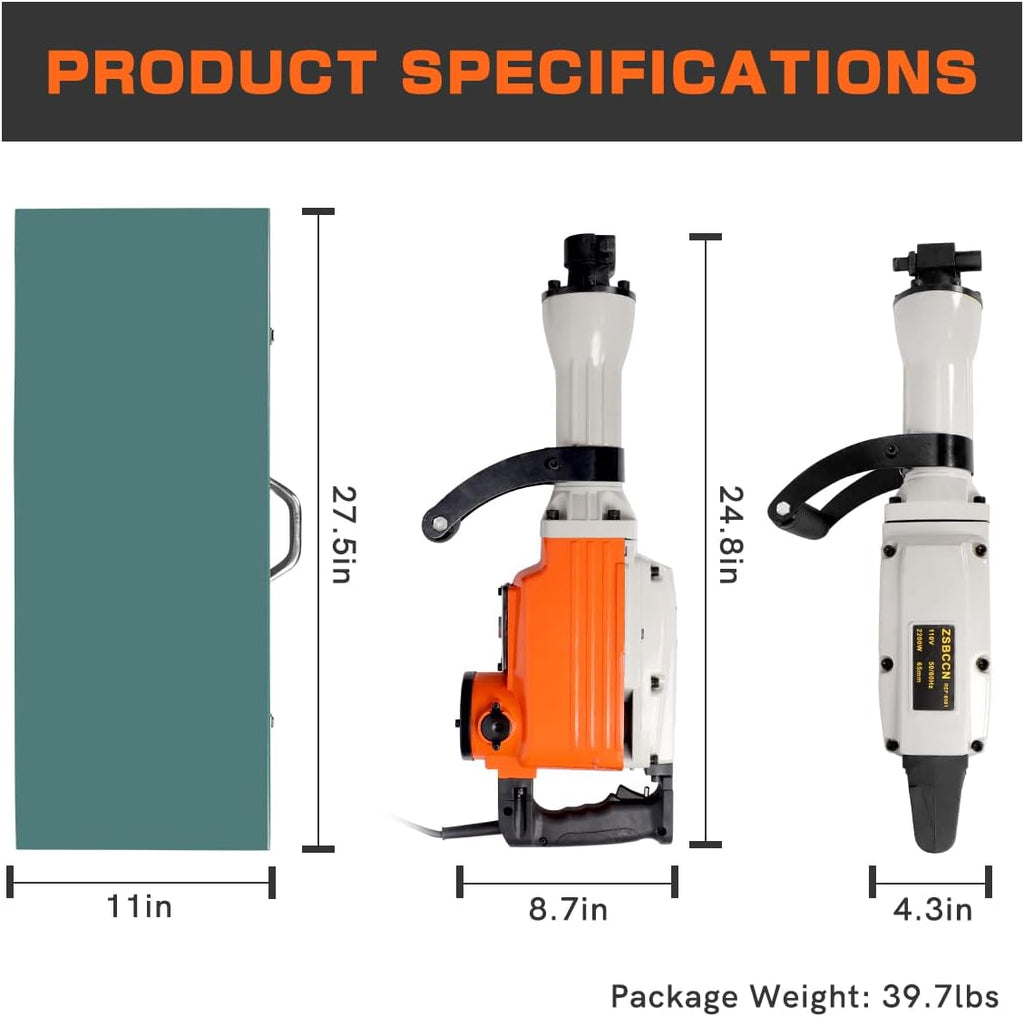 2200W Electric Demolition Jack Hammer Concrete Breaker with Chisel K61764