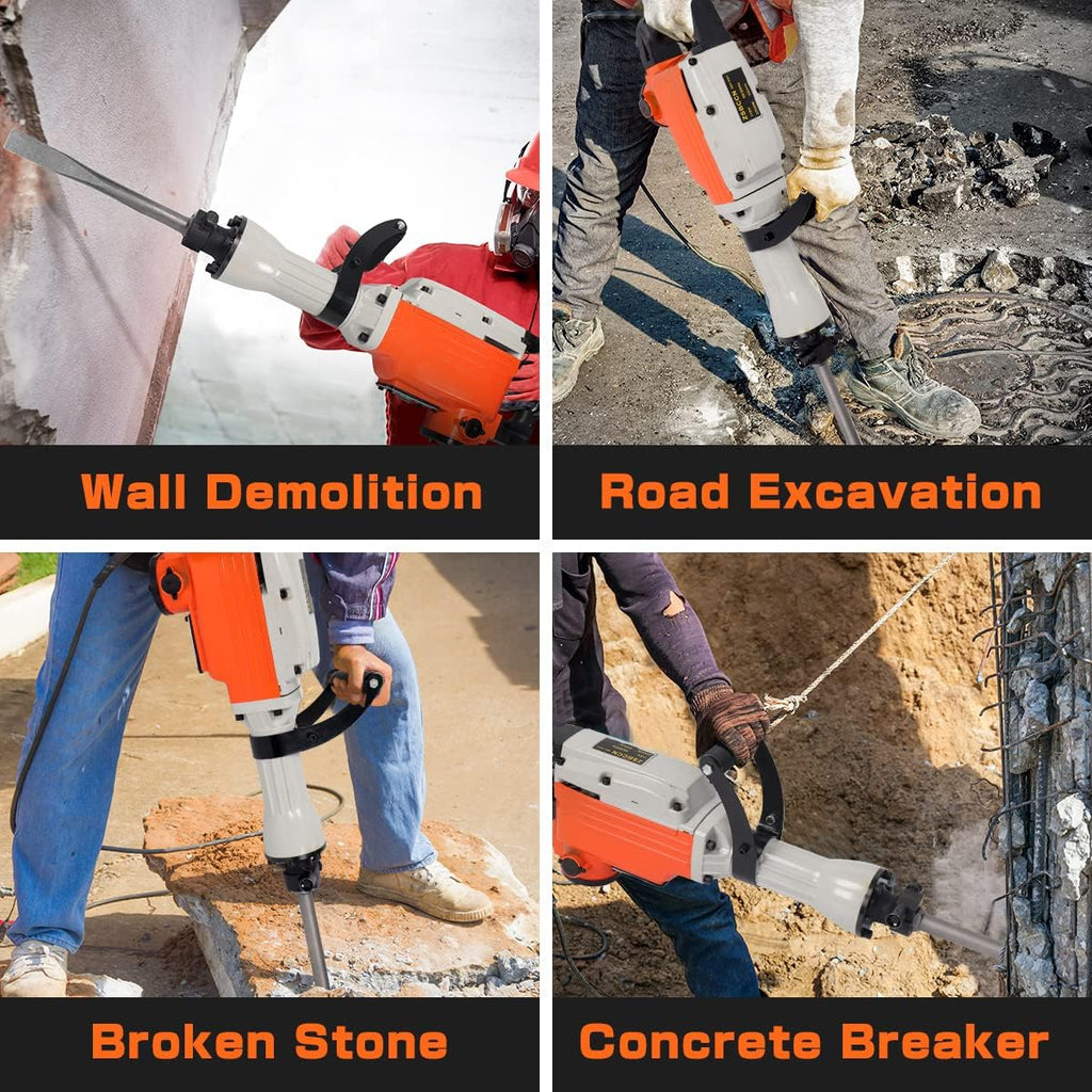 2200W Electric Demolition Jack Hammer Concrete Breaker with Chisel K61764