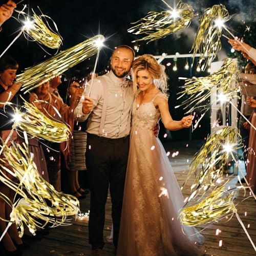 100 PCS Light Up Wedding Wands LED Tinsel Streamers X7640