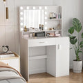 White Vanity Desk with Mirror & Lights V570586