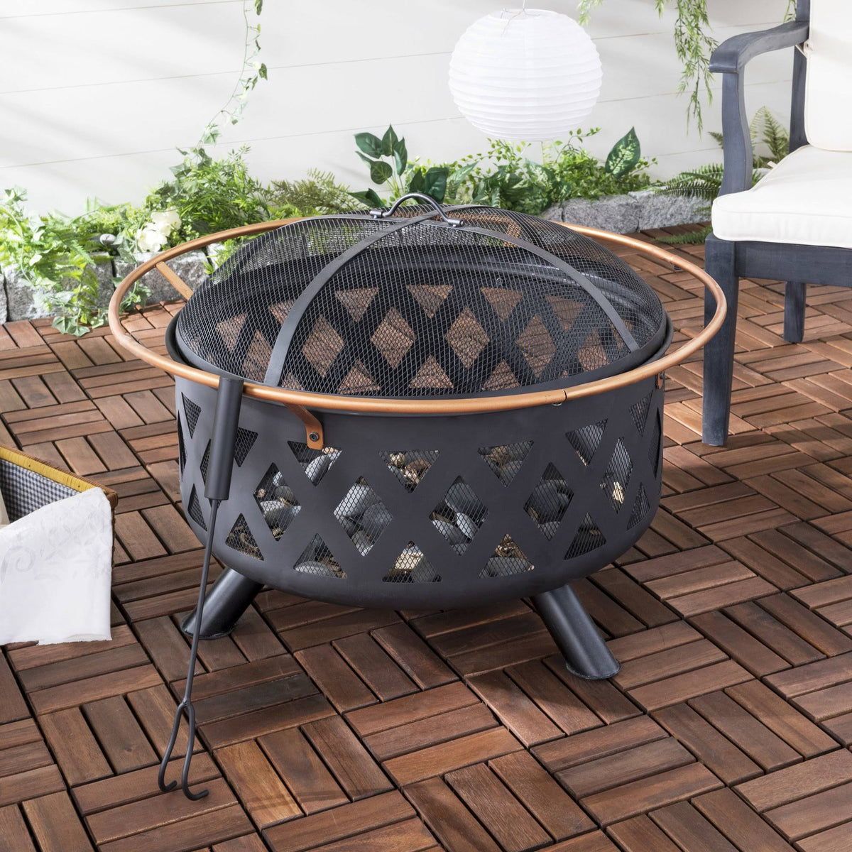 Black Cast Iron Wood Burning Fire Pit F1544