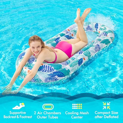2 Pack Inflatable Pool Floats Adult Size Water Hammock Multicolor O979568