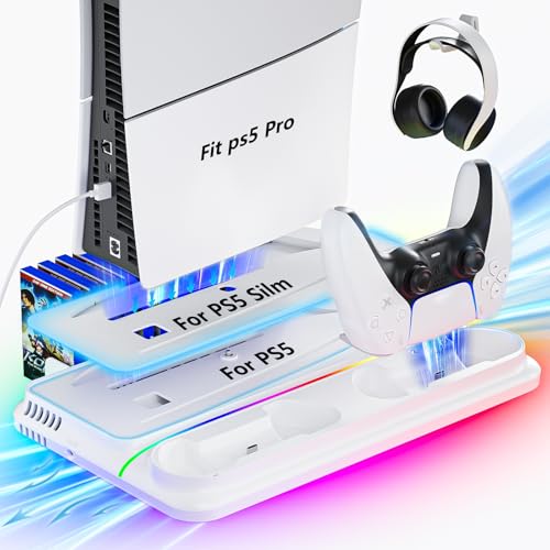 PS5 Stand with Dual Controller Charger and 3 Level Fan K3651