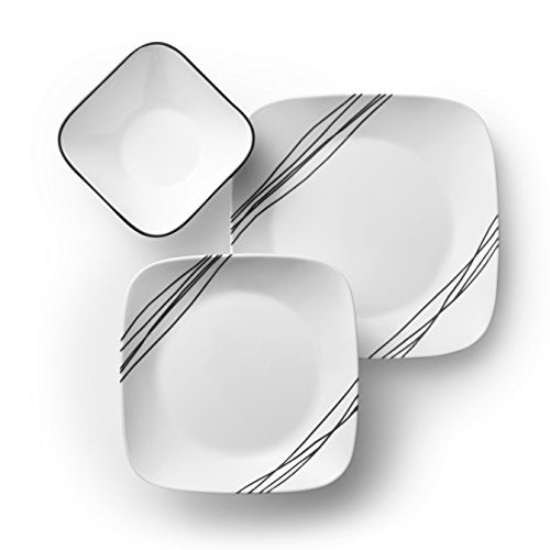18-Piece Service for 6 Dinnerware Set, White Triple Layer Glass Z3609