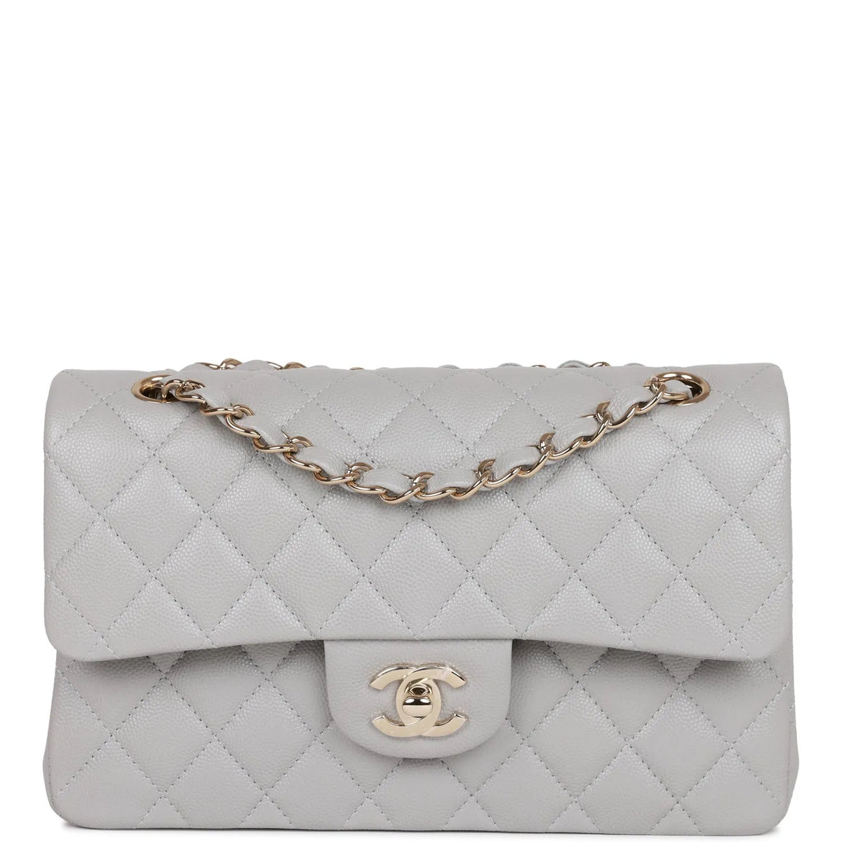 Classic Double Flap Grey Caviar T5206
