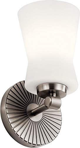 9.5 Inch 1 Light Wall Sconce with Satin Etched Cased Opal Glass in Brushed Natural Brass W88743