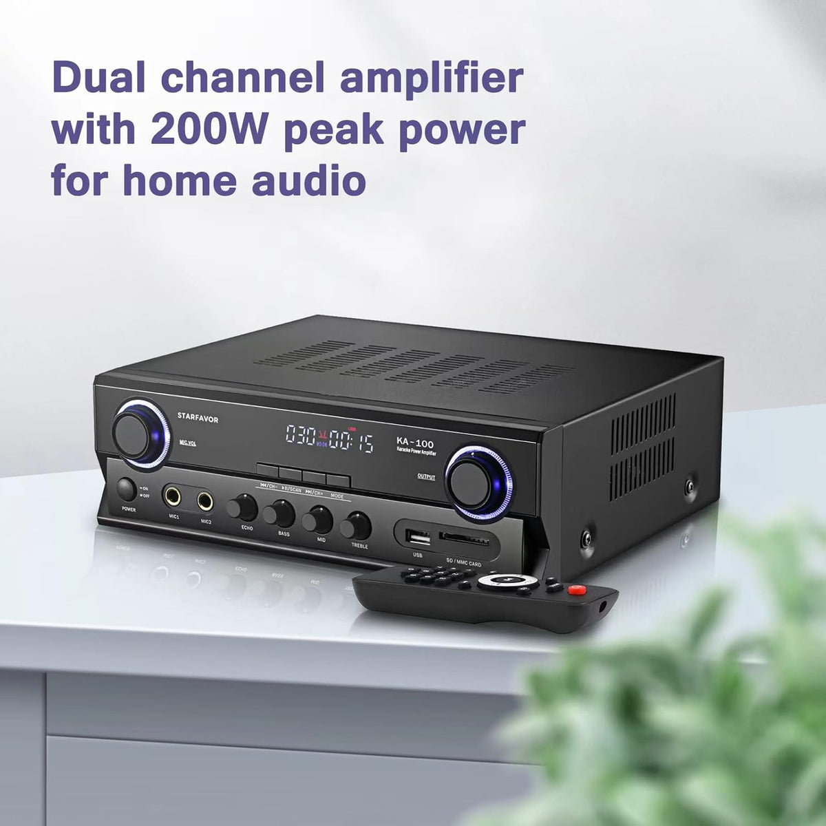 2 Channel 220W Stereo Receiver Amplifier with FM, USB SD Card, LED Display, Pack of 2 R742515