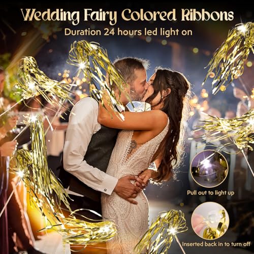 100 PCS Light Up Wedding Wands LED Tinsel Streamers X7640