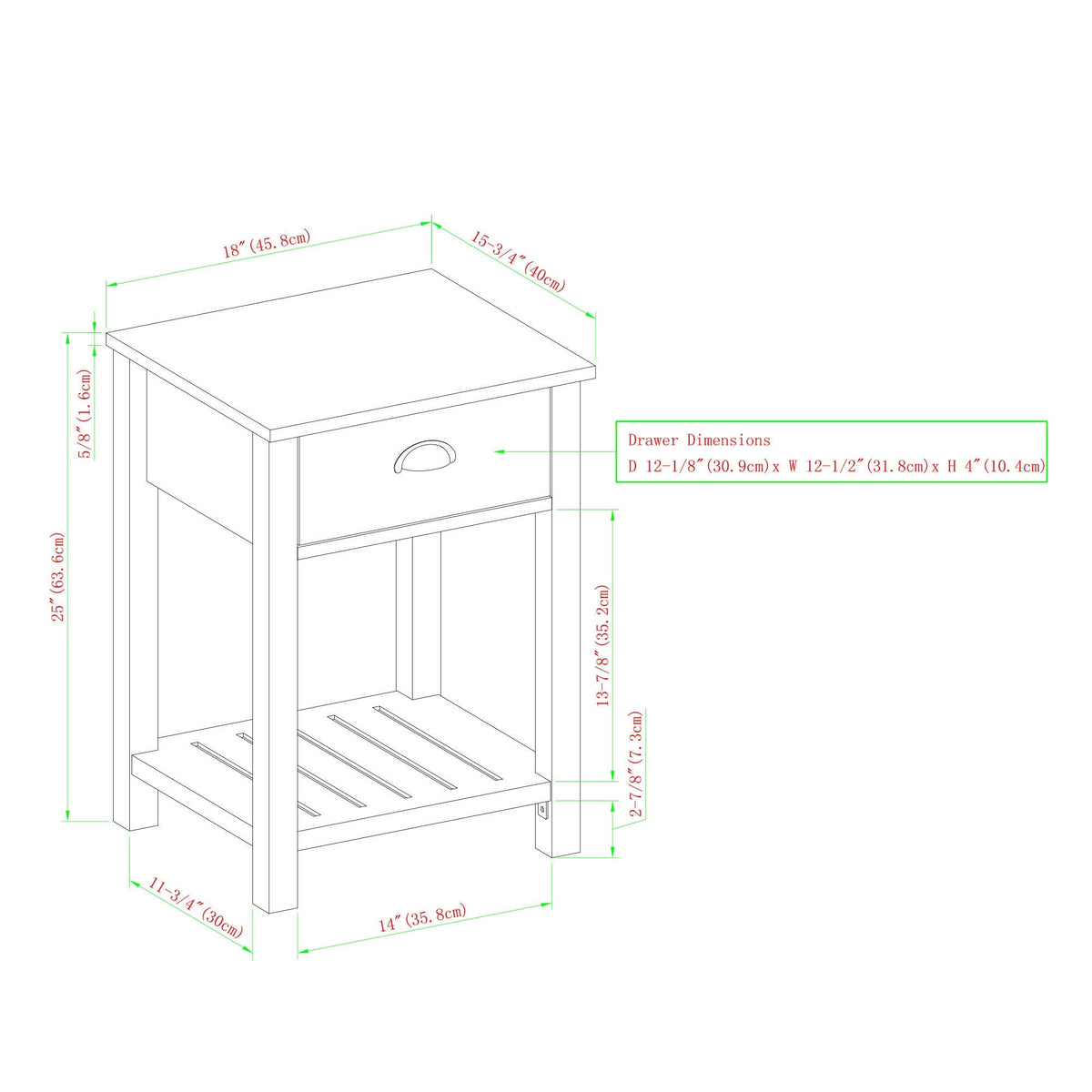 18-inch One-Drawer Side Table V37538